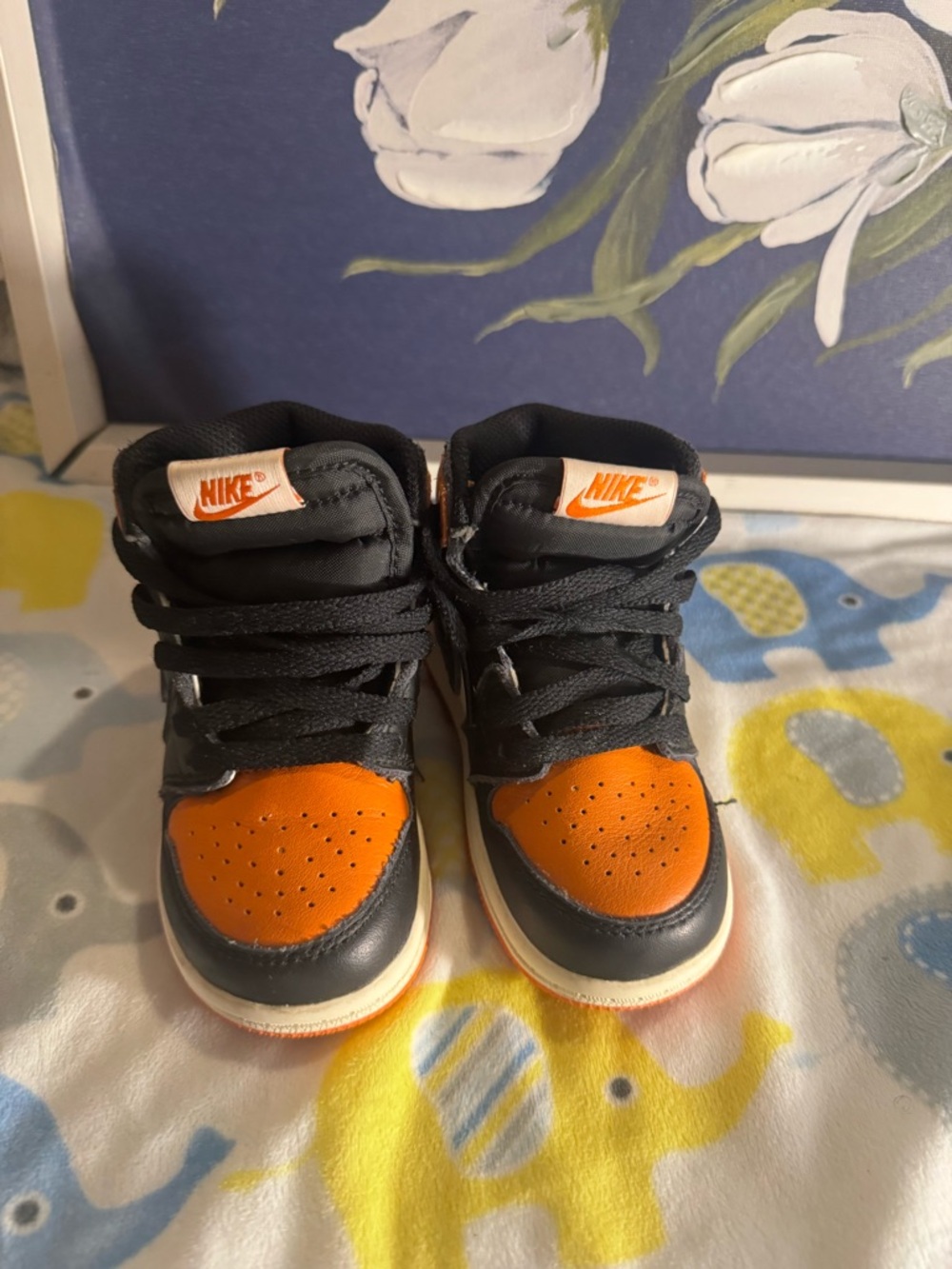 Kids High-Top Sneakers in Orange, Black & White - Picture 4 of 5